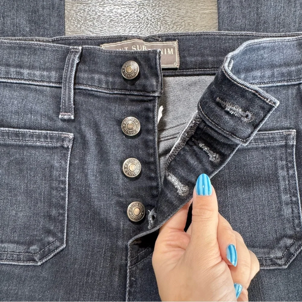 J. Crew Point Sur Denim Jeans Black Button Fly Bootcut Square Pockets 26